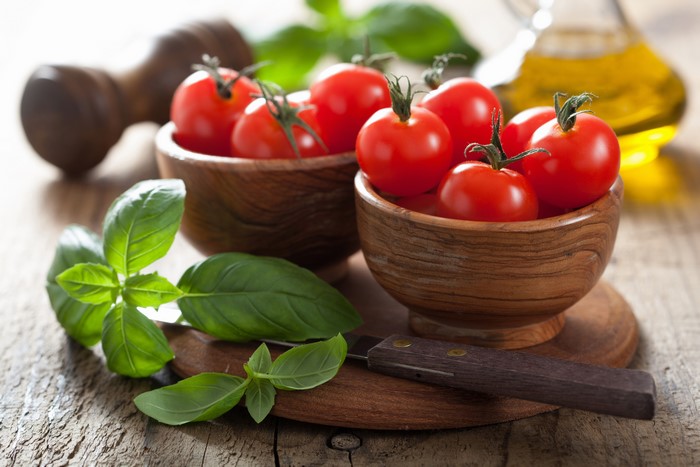 Tomatoes and Basil with Olive Oil