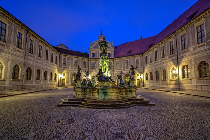 Wittelsbach Fountain in Munich at Night