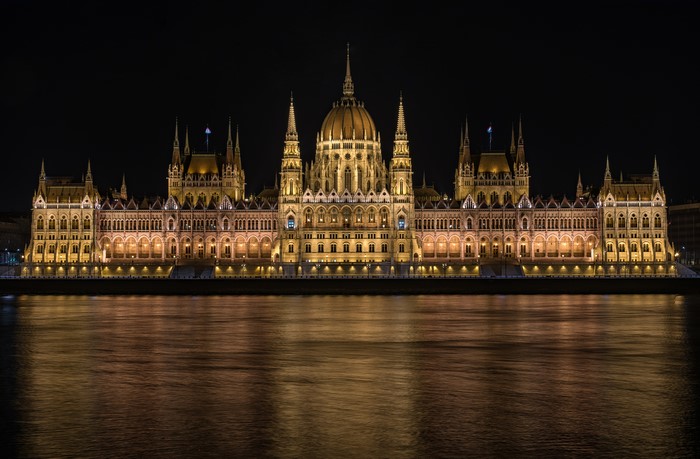 Hungarian Parliament Building at Night