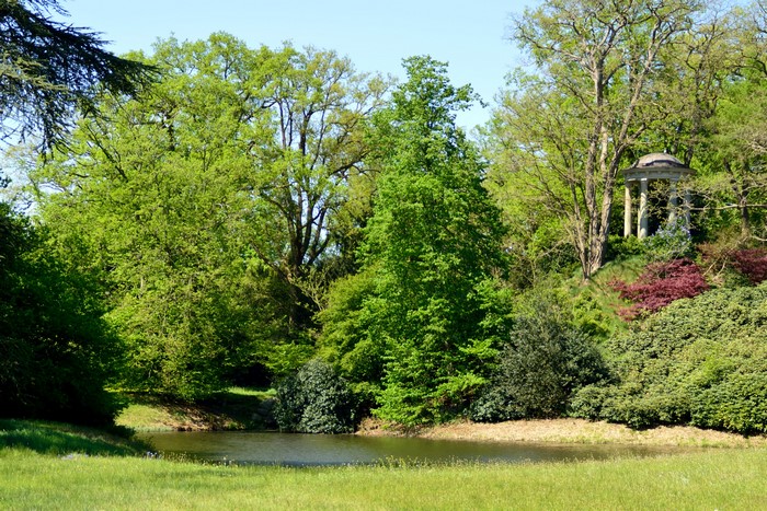 Park with pond and classical rotunda in Delden, Netherlands