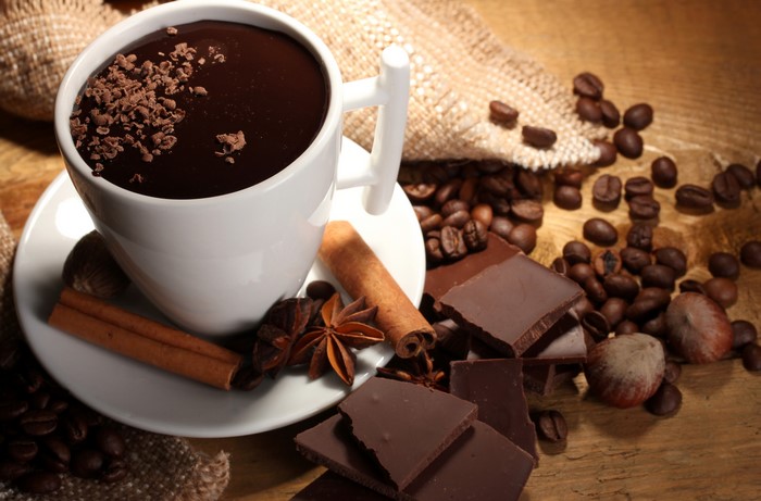 Hot Chocolate with Cinnamon and Chocolate Bars