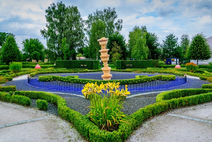 Sculpture in a formal garden in Oranienburg, Germany
