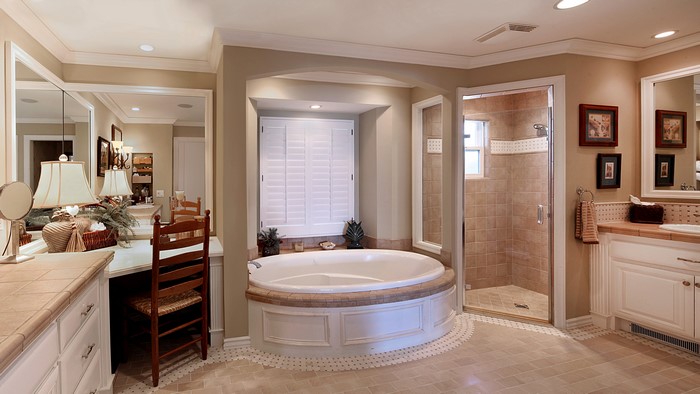 Bathroom Interior Design with Bathtub and Shower
