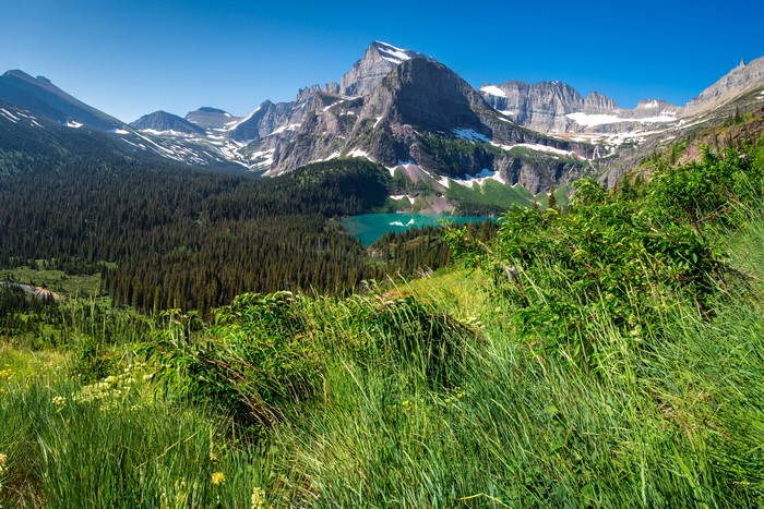 4K Grinnell Lake Glacier Mountains USA