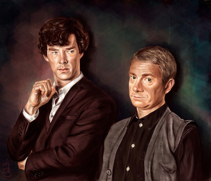 Sherlock Holmes and John Watson painting
