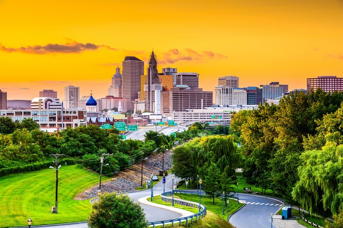 Hartford Connecticut Skyline at Sunset