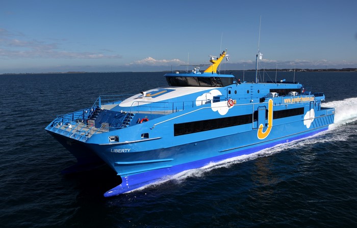 The ferry Liberty sailing on the sea