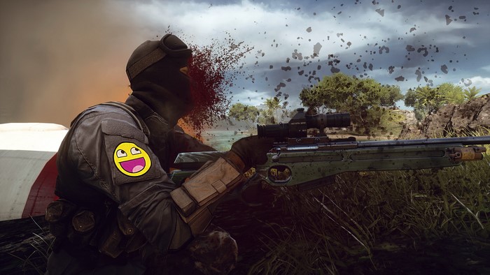 Battlefield 4 sniper with Awesome face patch
