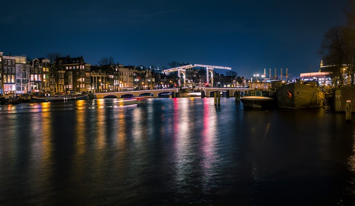 Amsterdam Netherlands Houses Rivers Bridges Marinas Night Hd Wallpaper Rare Gallery 3675