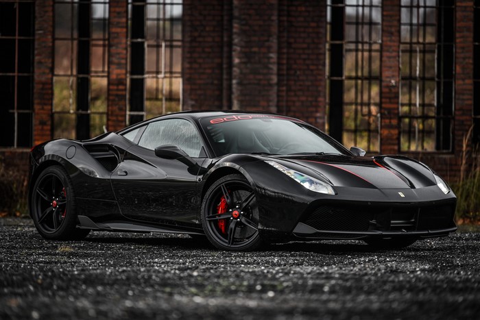 Black Edo Competition Ferrari 488 GTB parked outdoors