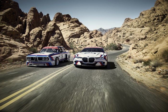 BMW 2015 CSL Hommage R cars on desert road