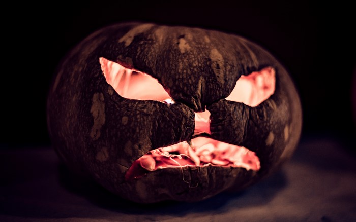 Halloween pumpkin with carved face