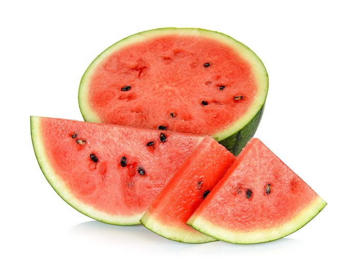 Watermelon slices on a white background