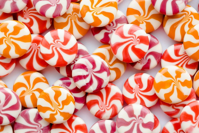 Assortment of colorful swirl lollipops