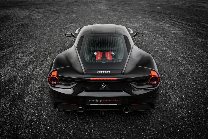 Black Ferrari 488 GTB from the back