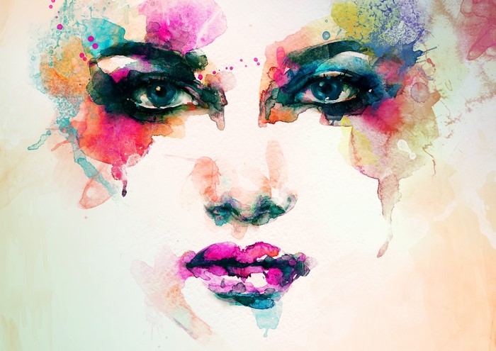 4K Watercolor Painting of a Woman's Face