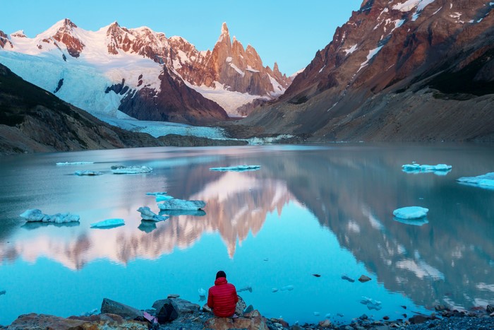 4K Cerro Torre Mountains and Lake in Argentina