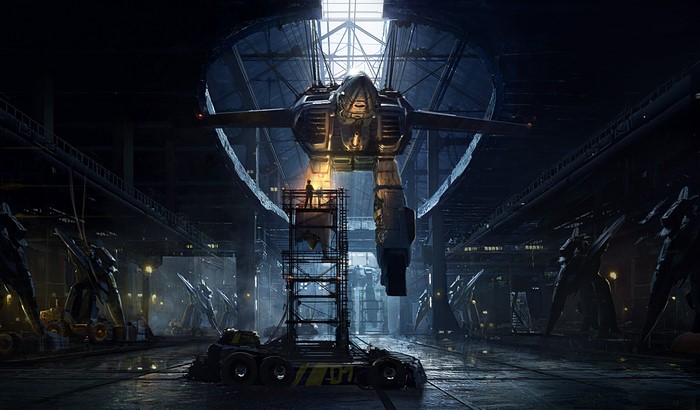 Giant Robot in a Hangar