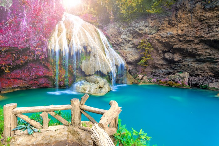 4K Thailand Waterfall with Turquoise Pool