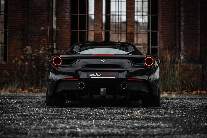 Black Ferrari 488 GTB back view
