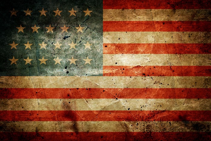 Grunge American Flag with Stars and Stripes