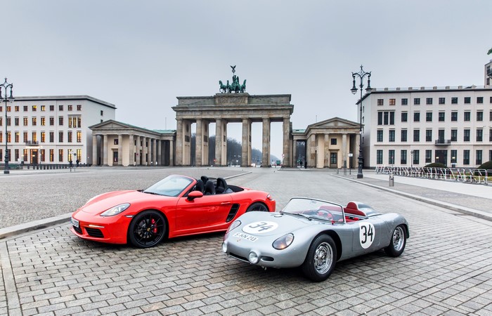Two Porsche Convertibles at Brandenburg Gate, Berlin
