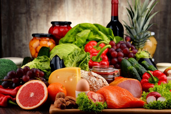 Still-life of food and drinks