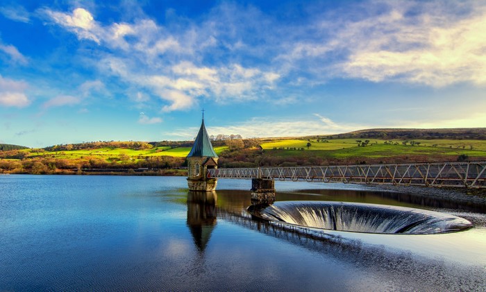 Elan Valley Reservoir Dam and Tower, Wales