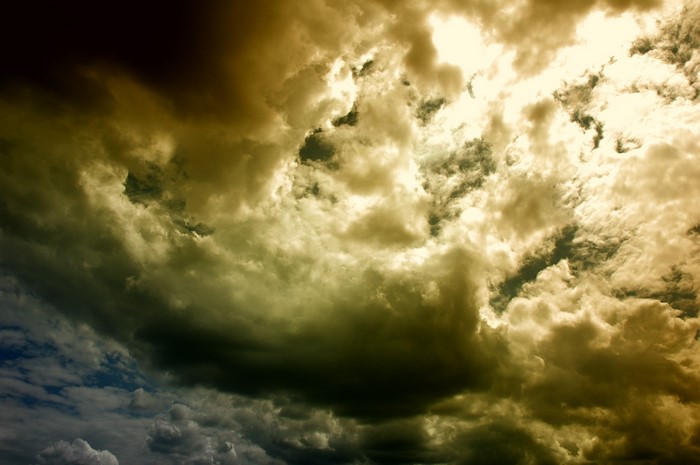 Dramatic sky with dark and light clouds