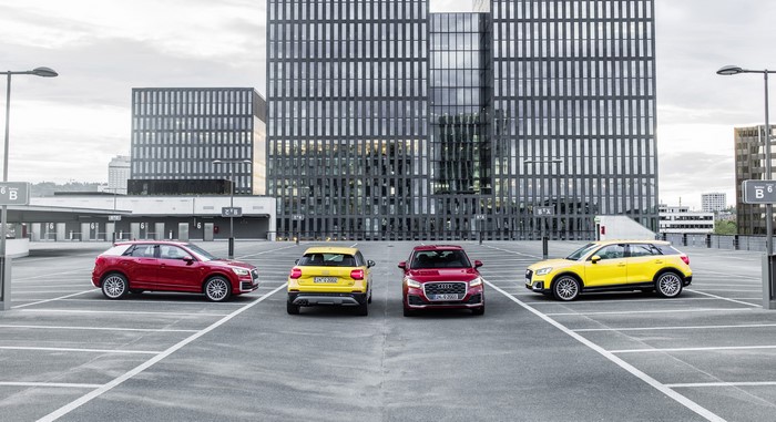 Audi Q2 cars in a parking lot