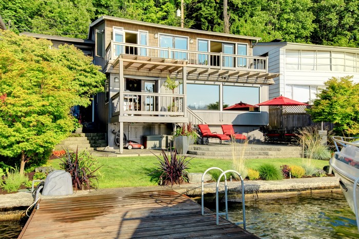 House with a dock on the water