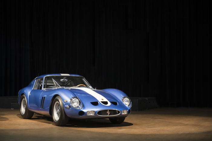 Blue 1962-63 Ferrari 250 GTO with white stripe