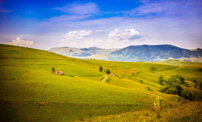 4K Romania Green Hills and Mountains