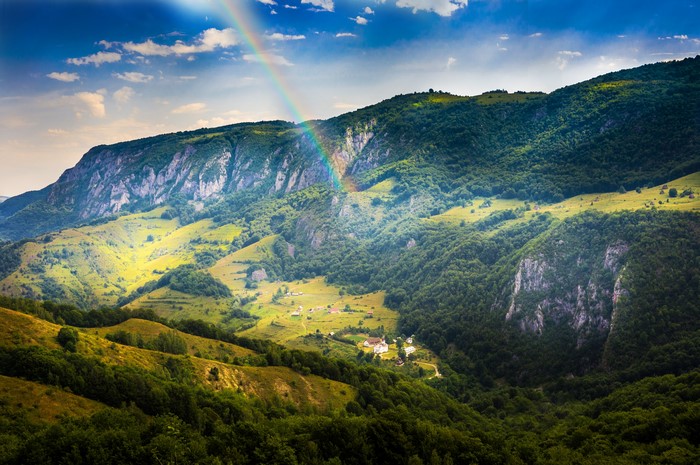 4K Romania Mountains Scenery Rainbow