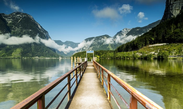 4K Austria Lake Marinas Mountains Scenery Hallstatt