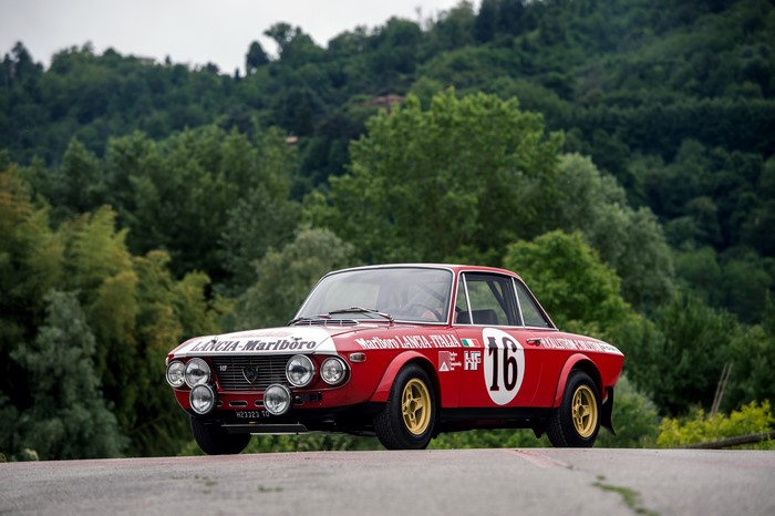 Red Lancia Fulvia Rally Car with Marlboro Livery