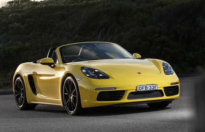 Yellow Porsche 718 Boxster Cabriolet