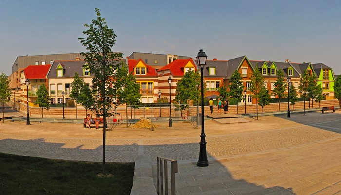 Houses and trees in Amiens, France