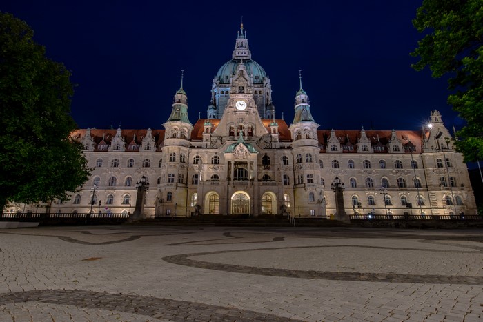 Hannover Neues Rathaus at Night, Germany