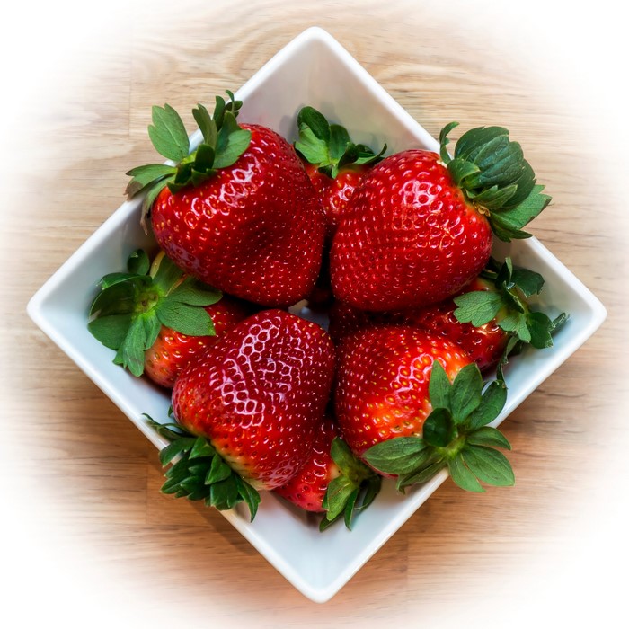 Strawberries in a white bowl