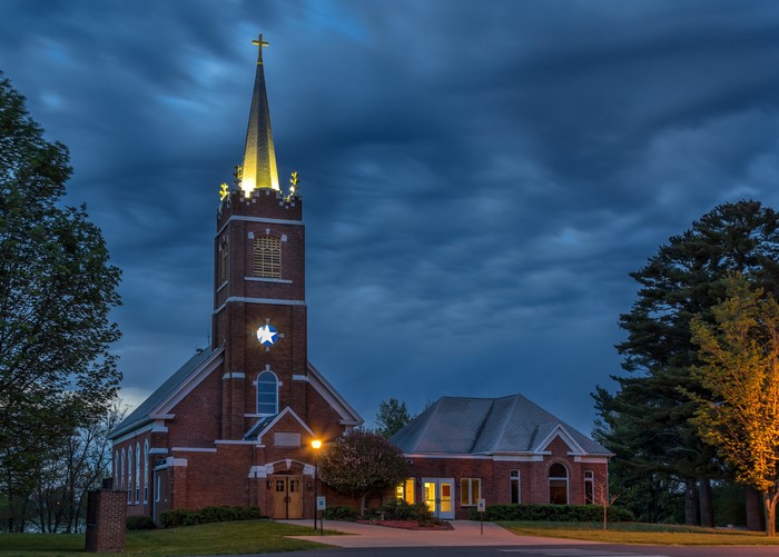 Church in Polk, Wisconsin at Night