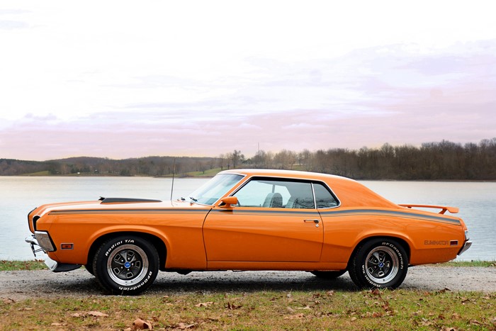 1970 Mercury Cougar Eliminator parked by a lake