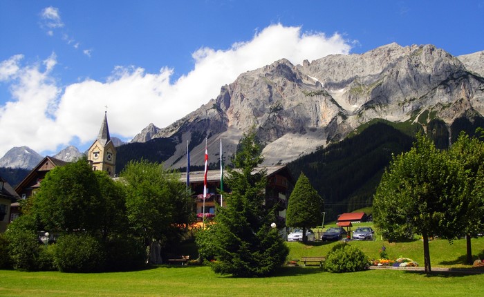 Ramsau, Austria with Mountains and Houses
