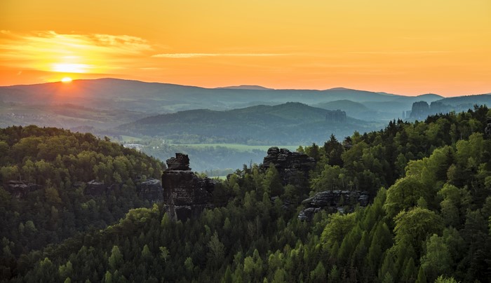 Sunrise over Gohrisch Mountains and Forests, Germany