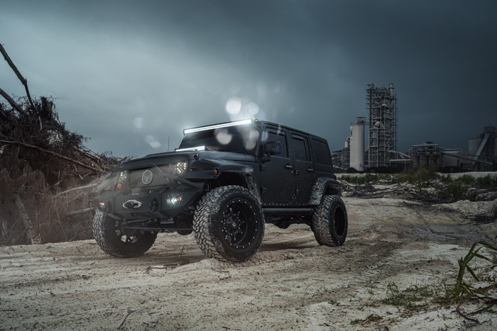 Black Jeep Wrangler MC Fuel with LED Light Bar
