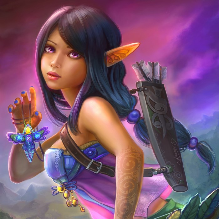 Elf archer with bow and arrows