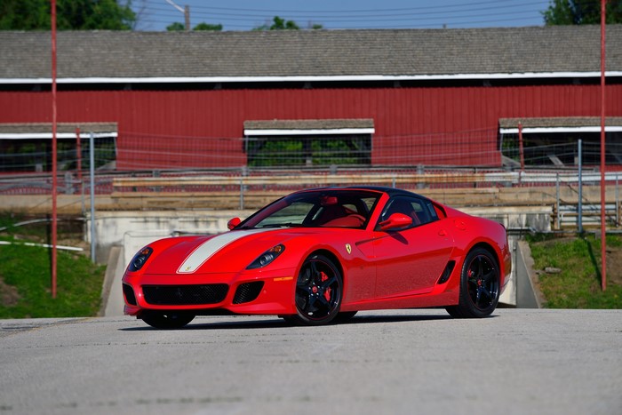 Red Ferrari 599 SA Aperta with White Stripe
