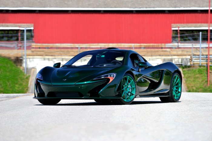 Green McLaren P1 with Teal Wheels