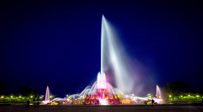 Buckingham Fountains at Night in Chicago