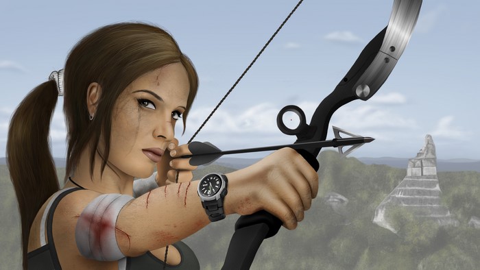 Lara Croft from Tomb Raider 2013 with a bow
